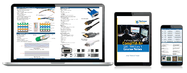 Laptop with Professor Messer's CompTIA A+ Course Notes