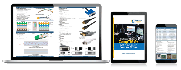 Laptop with Professor Messer's CompTIA A+ Course Notes