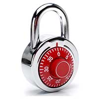 Chrome padlock on white background