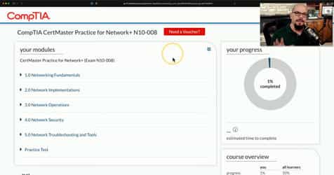 CompTIA Network+ CertMaster Practice screenshot