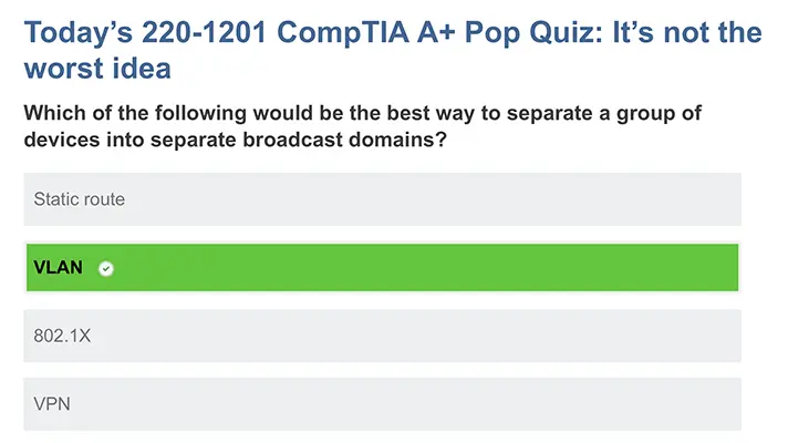 220-1201 Pop Quiz Example