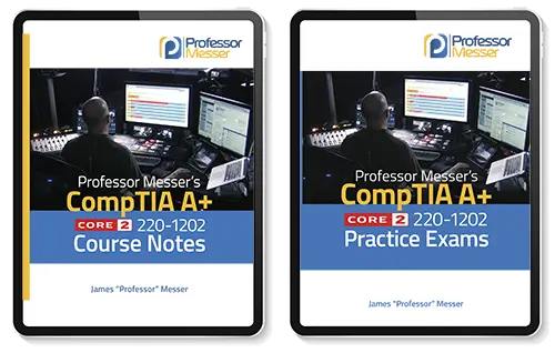 220-1202 Course Notes title page on a tablet