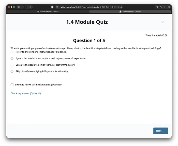 220-1201 CertMaster Study quiz module
