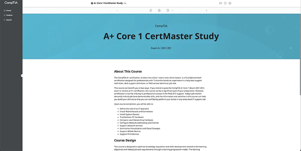 CompTIA A+ 220-1201 CertMaster Study title page